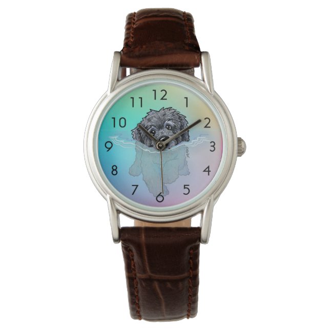 Black Swimming DOODLEMOJI Watch (Front)
