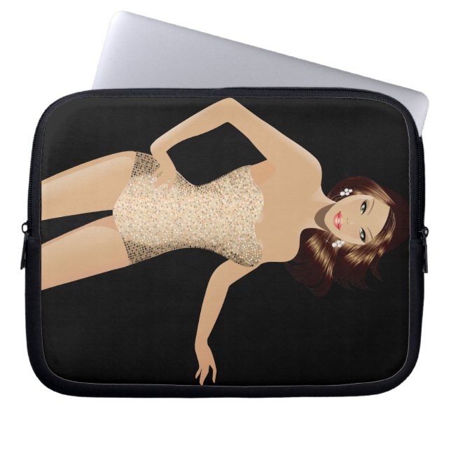 Black Swimsuit Girl Laptop Case (Front)