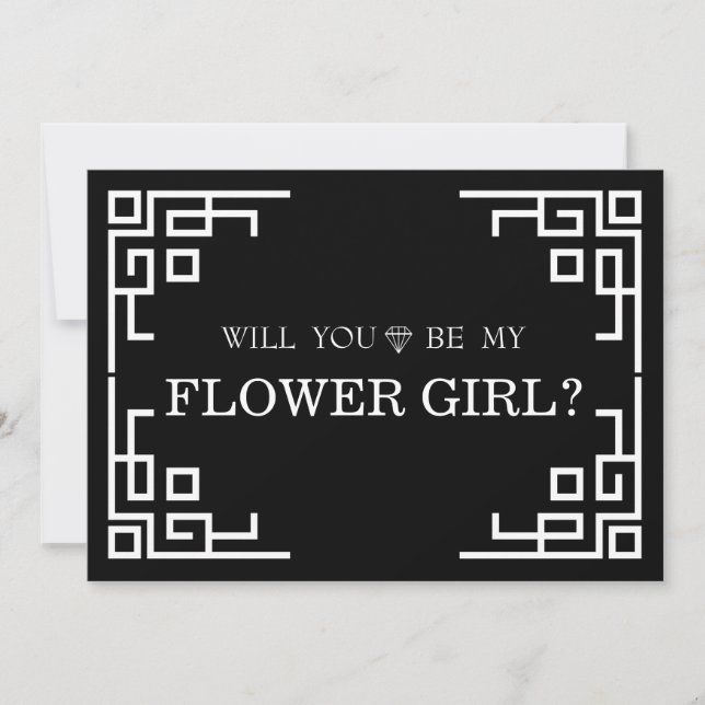 Black Swirl Border Cute Will You Be My Flower Girl Invitation (Front)