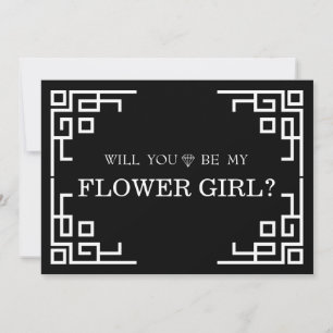 Black Swirl Border Cute Will You Be My Flower Girl Invitation