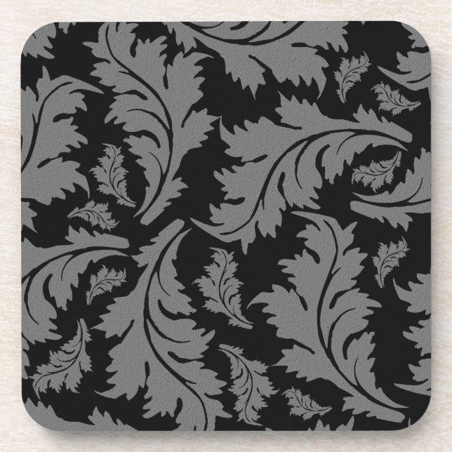 Black Swirl Design Cork Coasters (Front)
