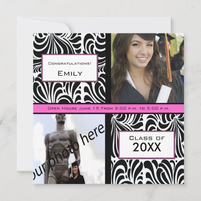 Black Swirl Graduation Farewell Invitation (Front)