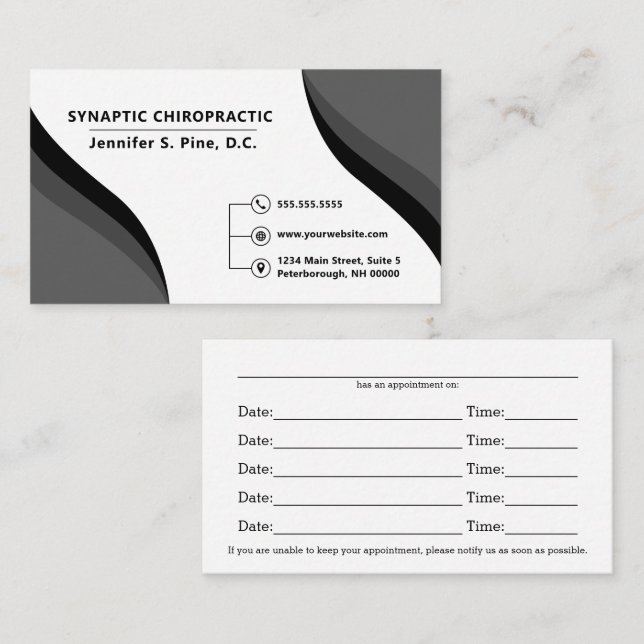 Black Swirl Professional Multiple Appointment Card (Front/Back)