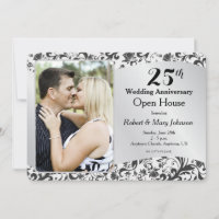 Black Swirl & Silver 25th Wedding Anniversary