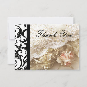 Black Swirl Wedding Thank You Card