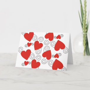 Black Swirls And Red Heart Card