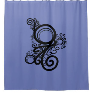 Black Swirls Art Nouveau Shower Curtain