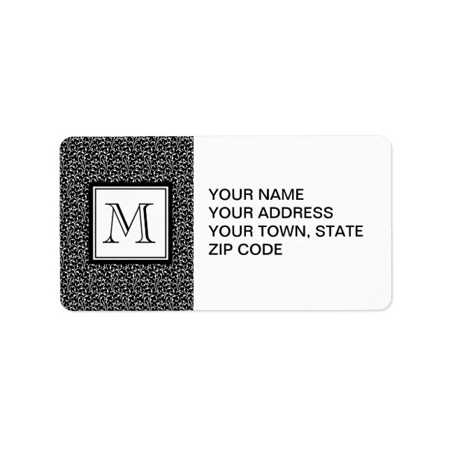 Black Swirls, Custom Monogram, Your Initial Label (Front)