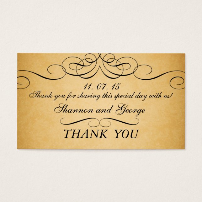 Black Swirls Damask Vintage Wedding Favour Tag (Front)