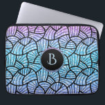 Black Swirls Pattern on Colourful Glitter Print Laptop Sleeve<br><div class="desc">Modern abstract black swirly seamless pattern over colourful glitter and sparkles print. Pink green and blue gradient tones glitter. Customisable monogram.</div>