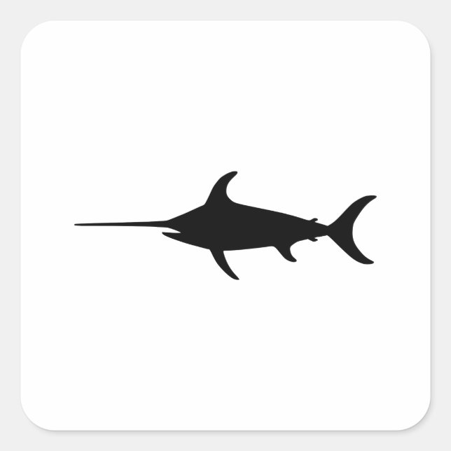 Black Swordfish Square Sticker (Front)