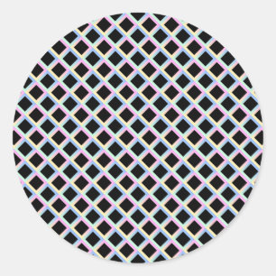 Black Symmetric Diamonds with Gradient Frames Classic Round Sticker