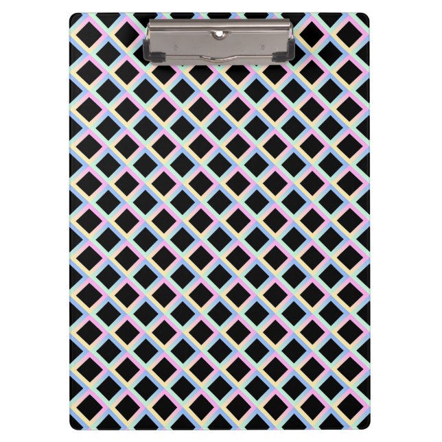 Black Symmetric Diamonds with Gradient Frames Clipboard (Front)
