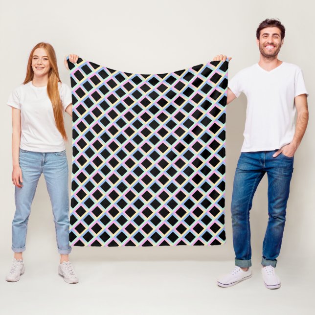 Black Symmetric Diamonds with Gradient Frames Fleece Blanket (In Situ)