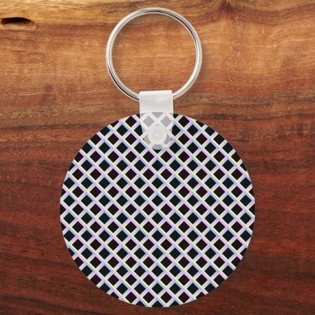 Black Symmetric Diamonds with Gradient Frames Key Ring (Front)