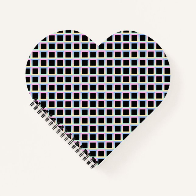 Black Symmetric Diamonds with Gradient Frames Notebook (Front)