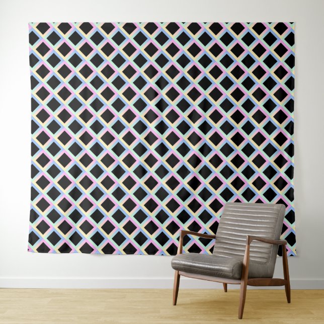 Black Symmetric Diamonds with Gradient Frames Tapestry (In Situ (Horizontal))