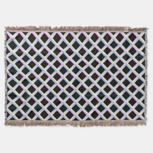 Black Symmetric Diamonds with Gradient Frames Throw Blanket