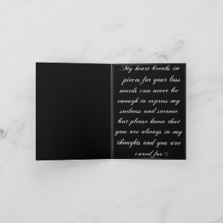 Black Sympathy Card with Flower and Butterflies