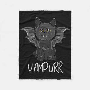 Black T Cat Halloween Vampire Vampurr Costume Fleece Blanket