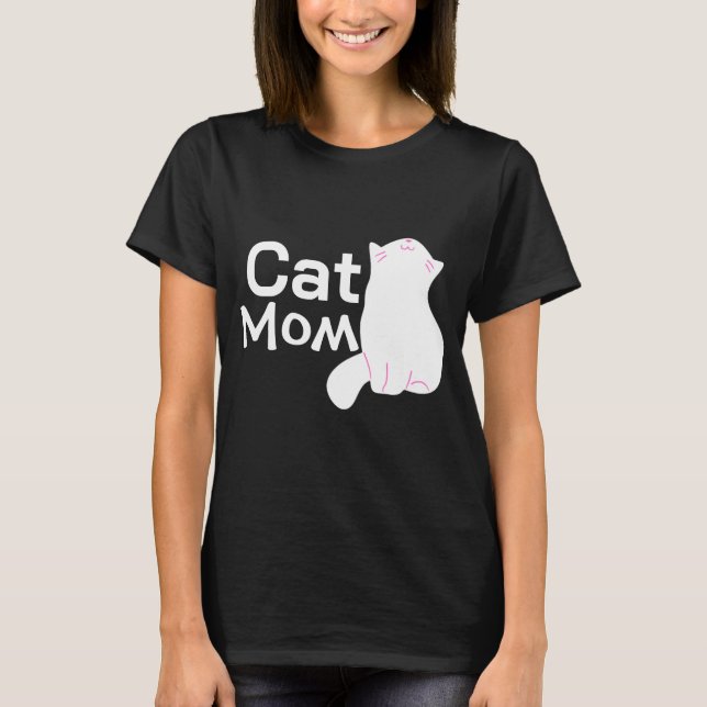 Black T-Shirt mum cat  (Front)