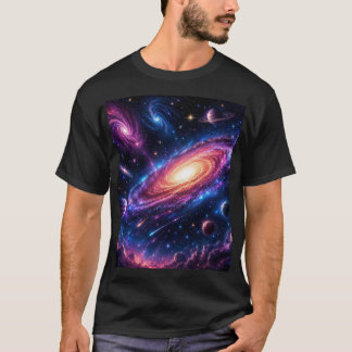 Black t shirt space design front and back