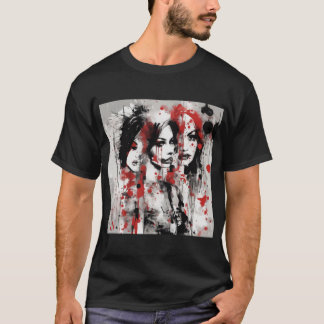 Black T Shirt, Triple Women Face T-Shirt