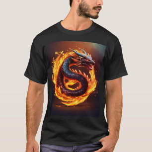 Black T-Shirt with a unique dragan disgn