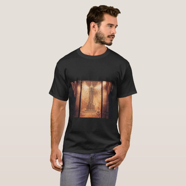 Black T-shirt with Empire State Building Design (Front Full)