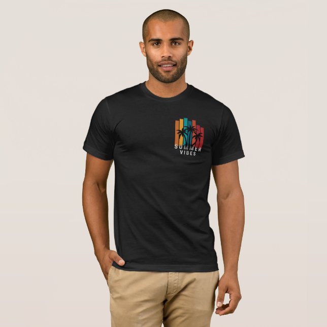 Black T-shirt with Summer Design (Front Full)