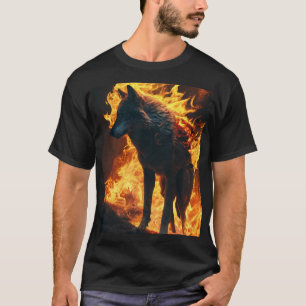 black t shirt with wolf
