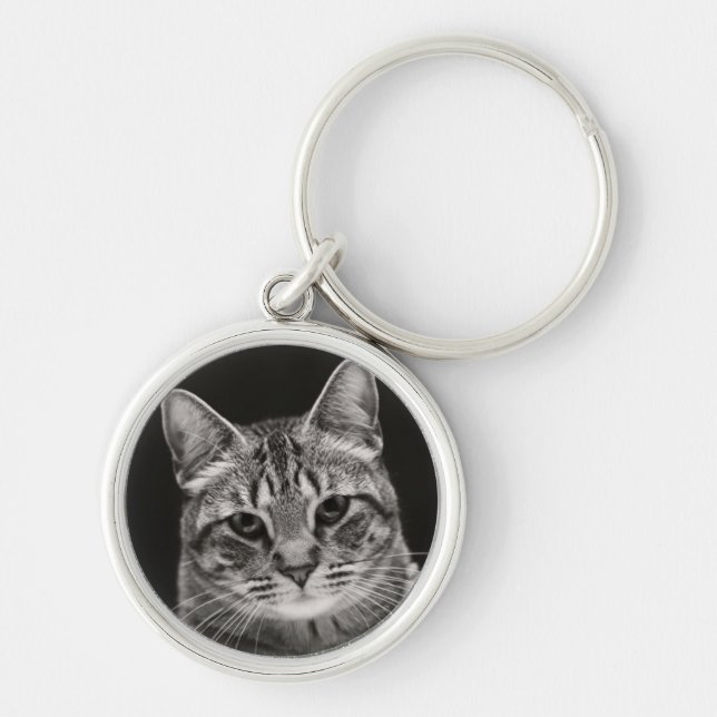 Black Tabby Kitten Key Ring (Front)
