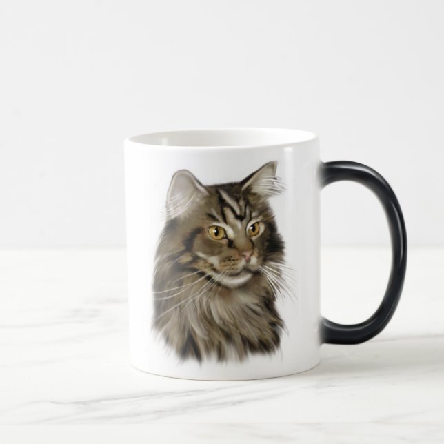 Black Tabby Maine Coon Cat Magic Mug (Right)