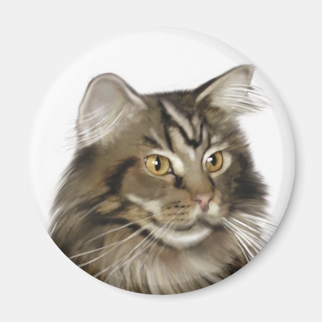 Black Tabby Maine Coon Cat Magnet (Front)
