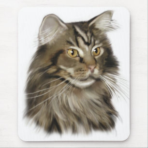 Black Tabby Maine Coon Cat Mouse Mat