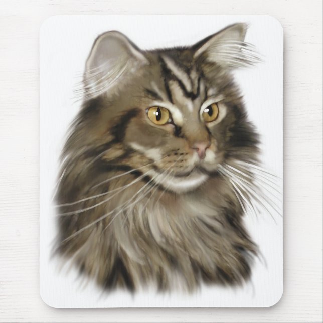 Black Tabby Maine Coon Cat Mouse Mat (Front)