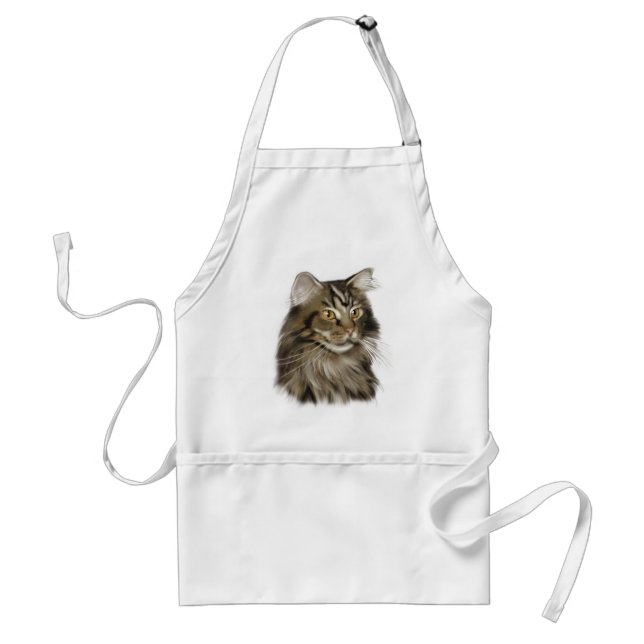 Black Tabby Maine Coon Cat Standard Apron (Front)