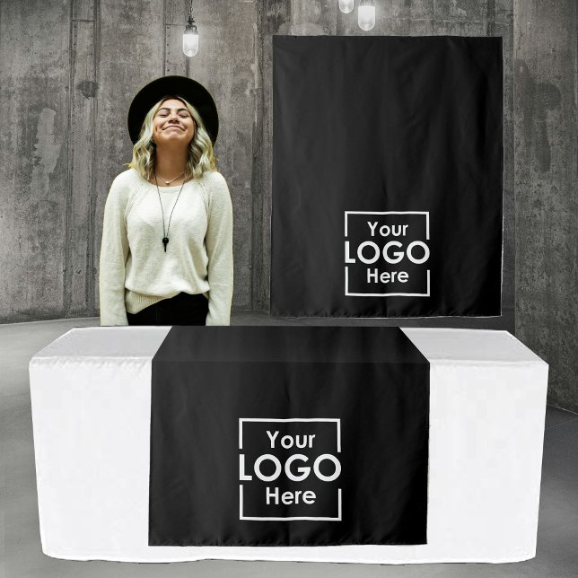 Black Table Runner Banner Business Logo Events Tapestry (Black Table Runner Banner Business Logo Events Tapestry)