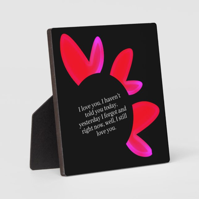 Black tabletop with easel red and pink hearts 2026 plaque (Front)