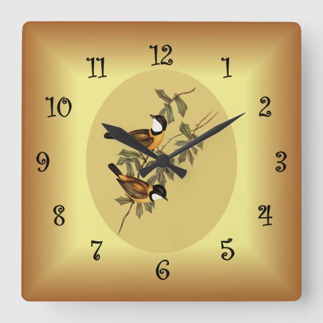 Black-tailed Pachycephala ~ Elizabeth Gould 102 ~ Square Wall Clock (Front)