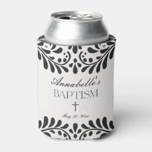 Black Talavera Tile Spanish Fiesta Baptism Favours Can Cooler