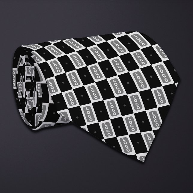 Black (Tall Rectangle) Logo Chequerboard Tie (Creator Uploaded)