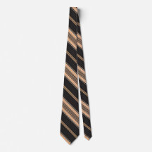 Black, Tan and White Stripe Necktie