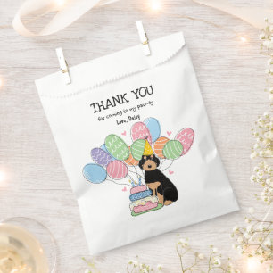 Black Tan Aussiedoodle Birthday Party Thank You Favour Bags