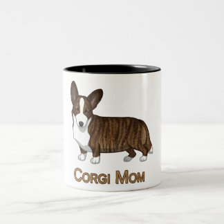 Black Tan Brindle Cardigan Welsh Corgi Mum Dog Lov Two-Tone Coffee Mug