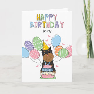 Black Tan Brussels Griffon Cropped Ears Birthday Card