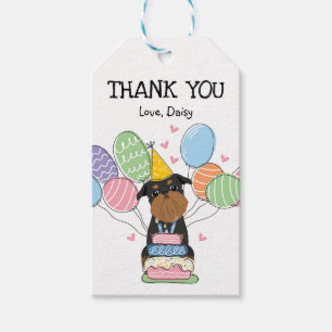 Black Tan Brussels Griffon Dog Birthday Favour Gift Tags