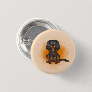 Black & Tan Cavalier King Charles Dog On Orange 3 Cm Round Badge