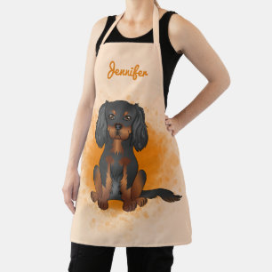 Black & Tan Cavalier King Charles Dog On Orange Ap Apron