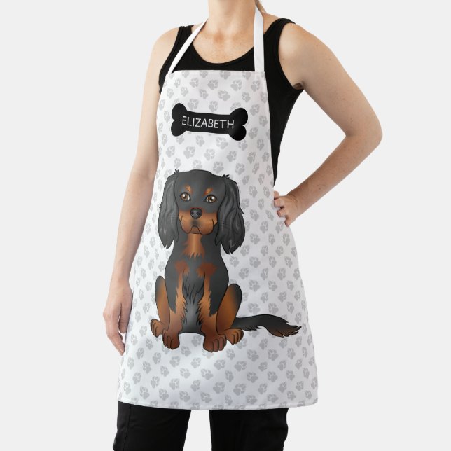 Black & Tan Cavalier King Charles Spaniel & Name Apron (Insitu)